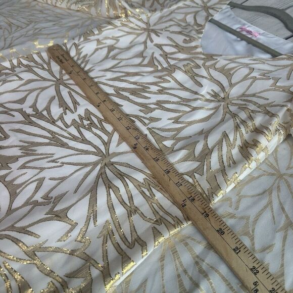 Lilly Pulitzer 4 Gold Ivory Silk Caftan Dress Palm Burst Bridal Resort Cocktail - Picture 8 of 14